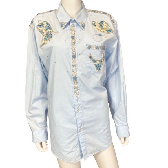 Vintage 1980s–1990s Laura Rogers Originals Hand-Painted Western Shirt Size 17 - Picture 1 of 14